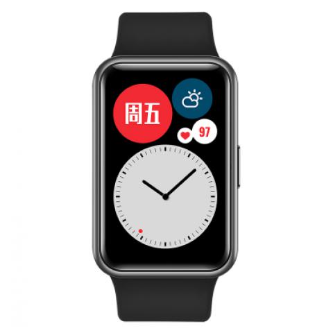 HUAWEI/华为 WATCH FIT 智能手表 轻薄全彩大屏 动画健身私教 心理健康管理 曜石黑 曜石黑硅胶表带